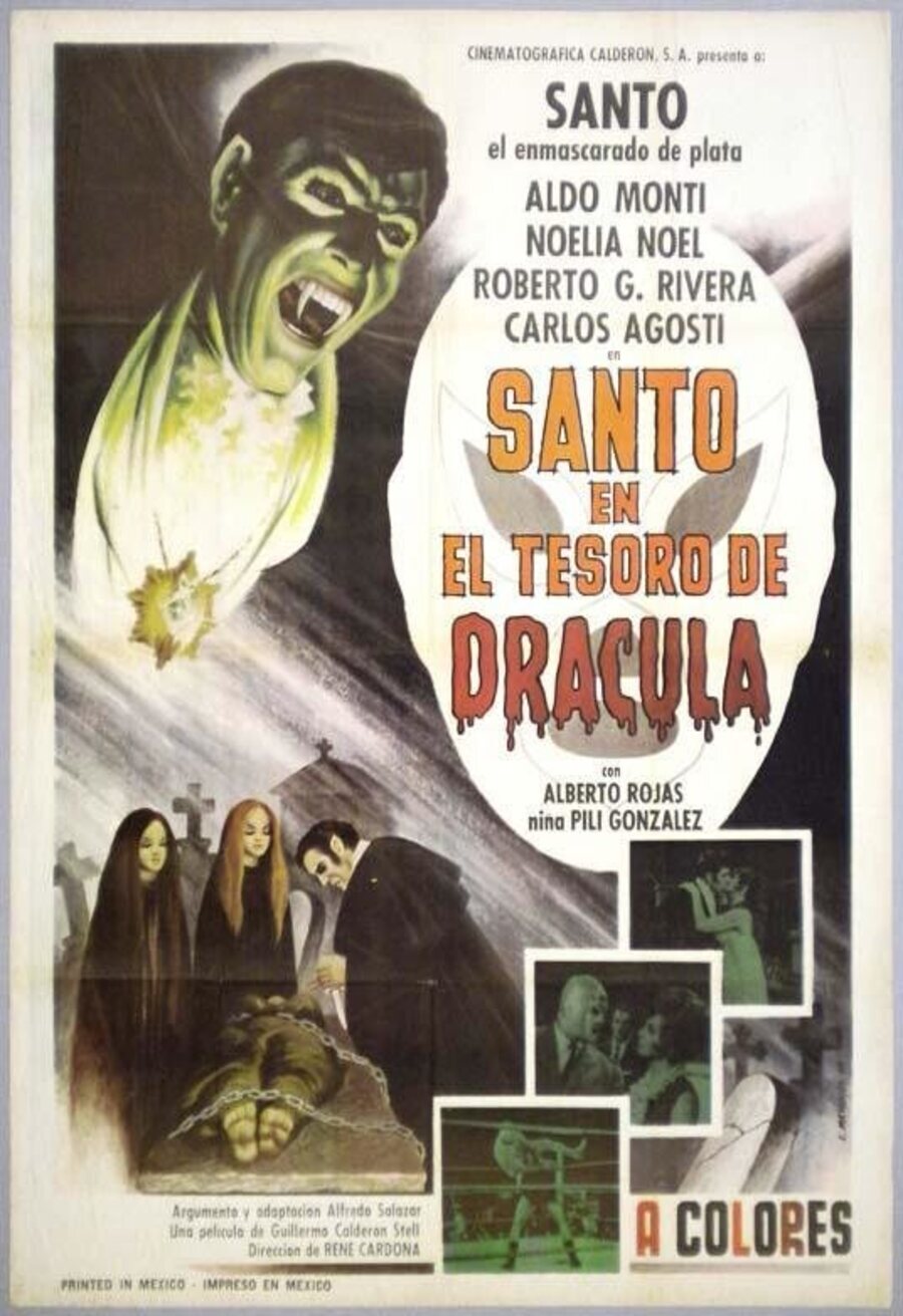 Cartel de Santo en 'El tesoro de Drácula' - 'Santo en El tesoro de Drácula'