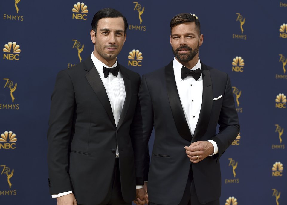 Ricky Martin y su marido en los Emmy 2018