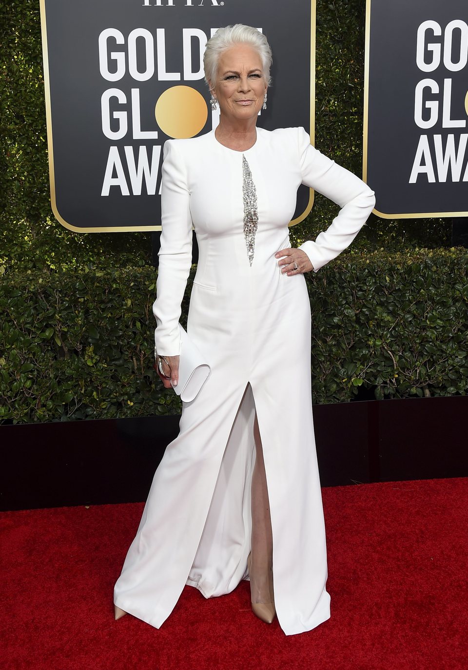 Jamie Lee Curtis en la alfombra roja de los Globos de Oro 2019