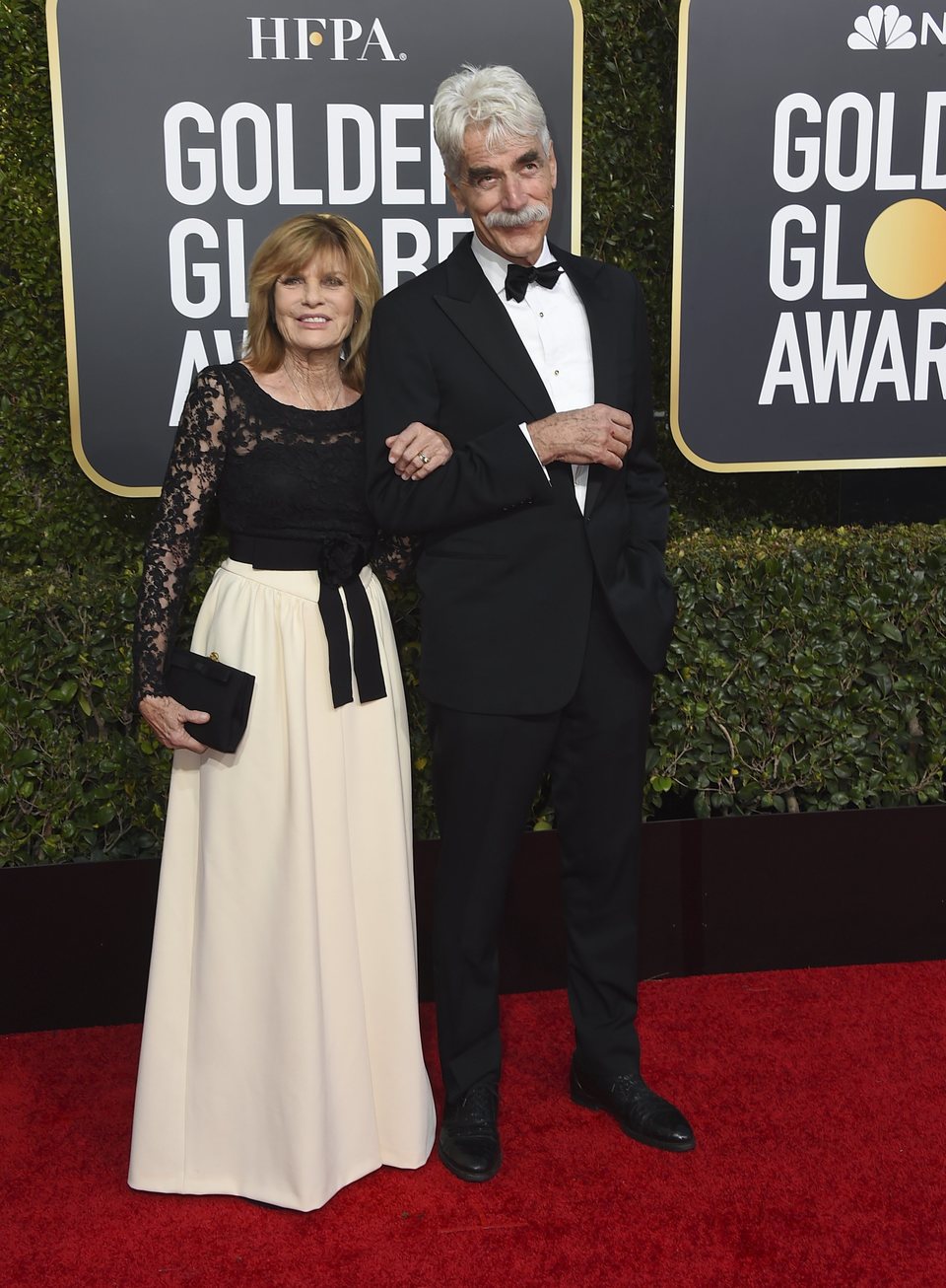 Sam Elliott y Katharine Ross en la alfombra roja de los Globos de Oro 2019