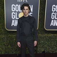 Timothée Chalamet en la alfombra roja de los Globos de Oro 2019