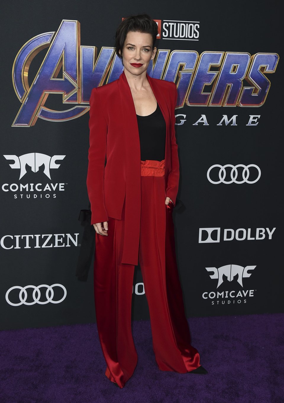 Evangeline Lilly en la alfombra roja de 'Venagdores: Endgame'