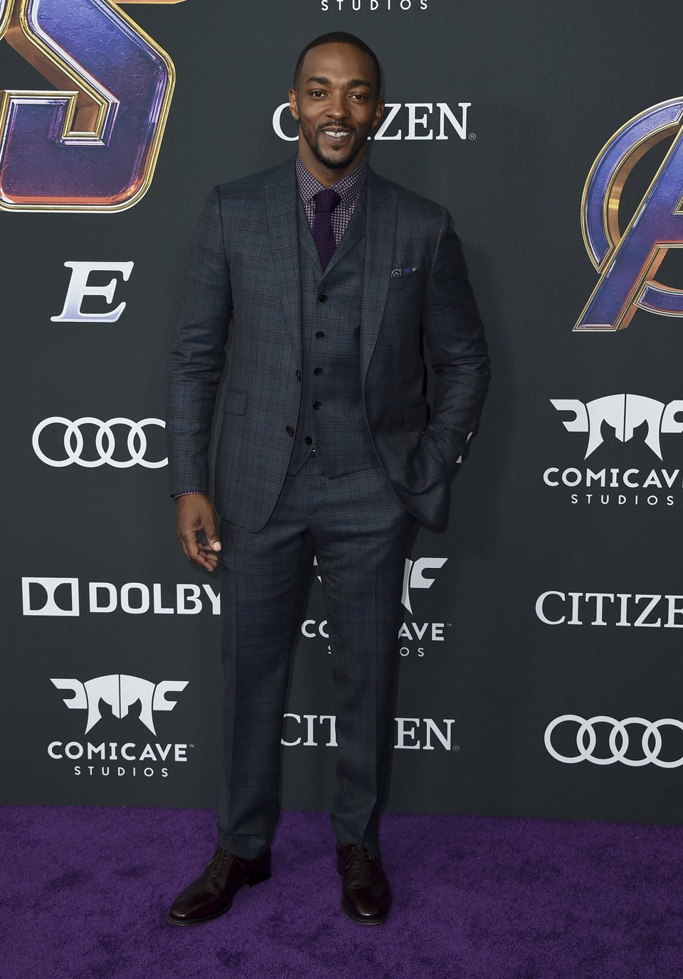 Anthony Mackie en la alfombra roja de 'Vengadores: Endgame'