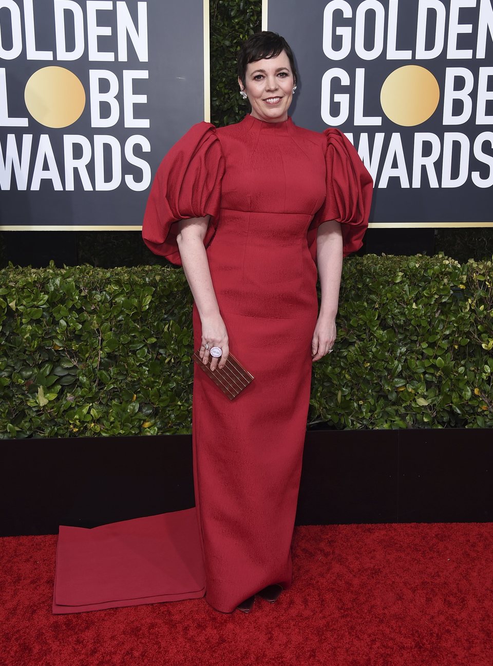 Olivia Colman en la alfombra roja de los Globos de Oro 2020