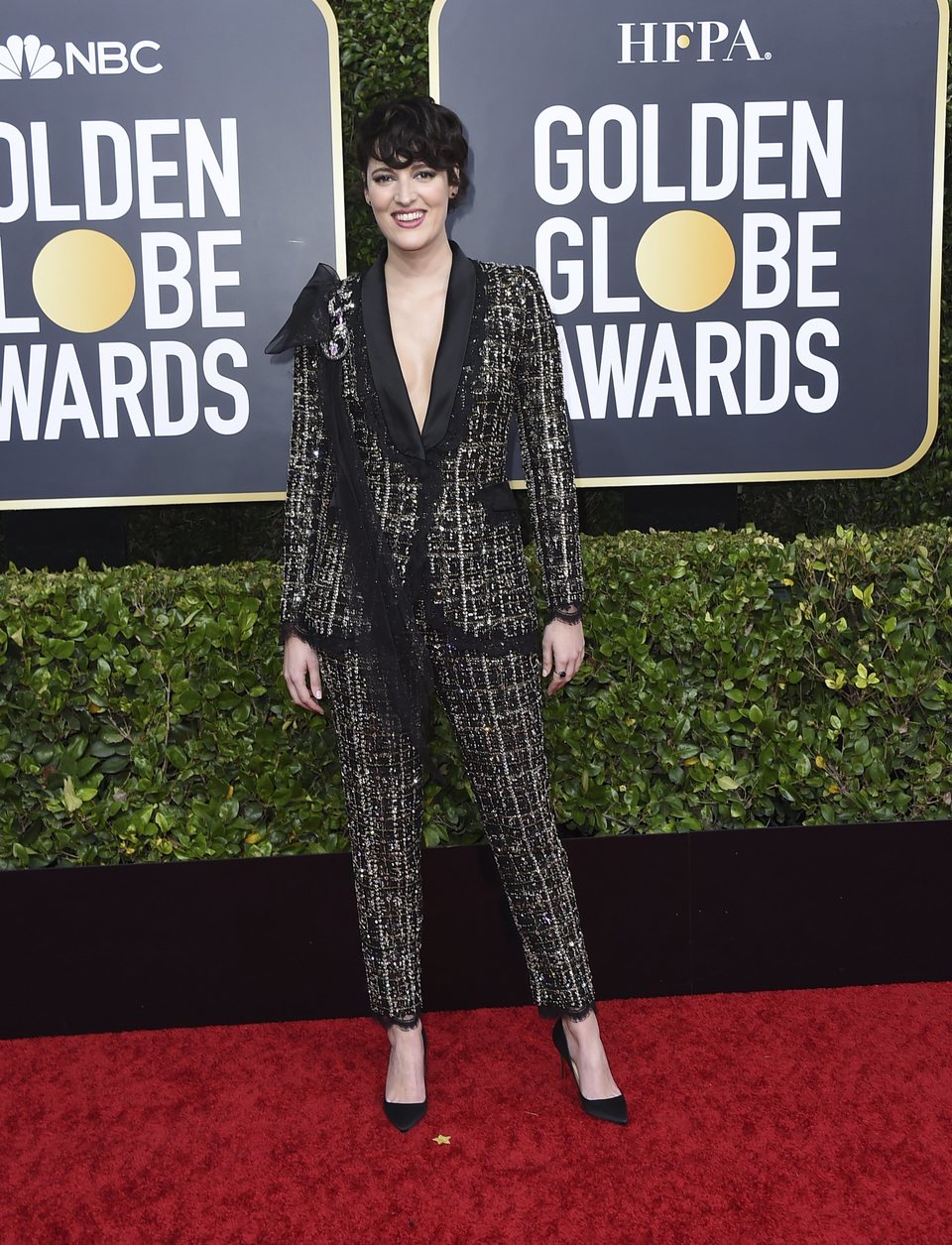 Phoebe Waller-Bridge en la alfombra roja de los Globos de Oro 2020