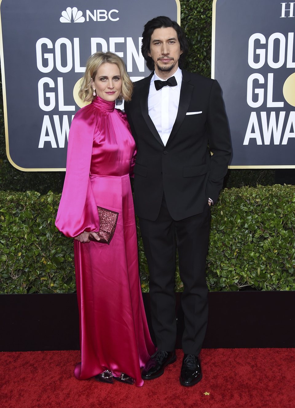 Adam Driver y Joanne Tucker en la alfombra roja de los Globos de Oro 2020