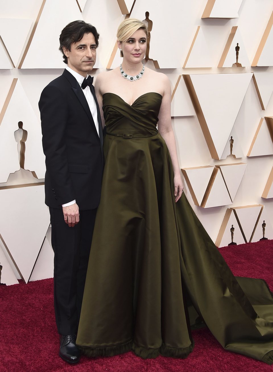 Greta Gerwig y Noah Baumbach en la alfombra roja de los Oscar 2020