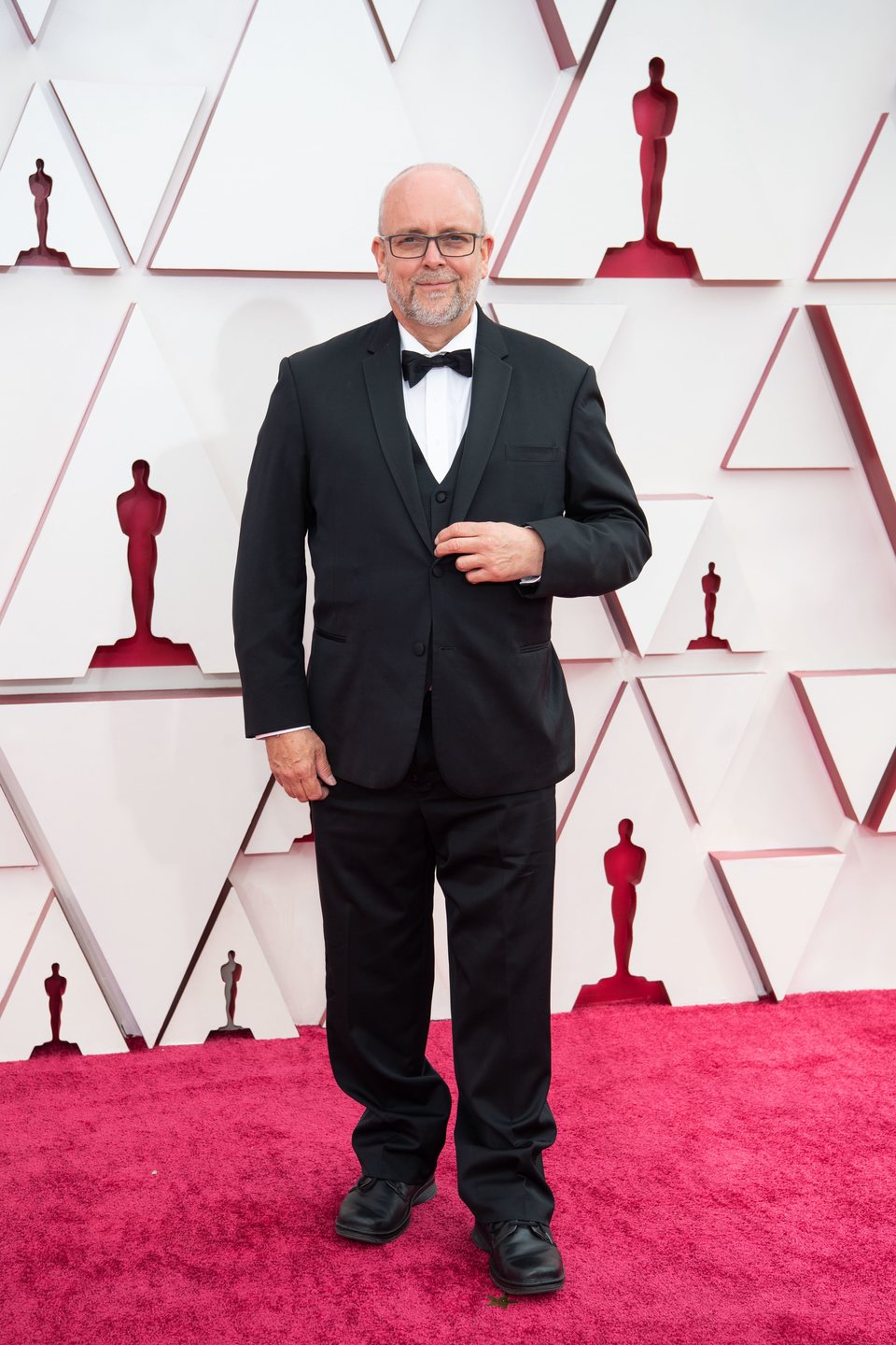 Mark Coulier en la alfombra roja de los Oscar 2021