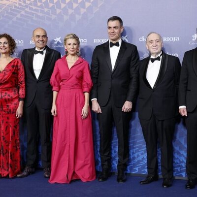 Pedro Sánchez, Yolanda Díaz y María Jesús Montero en la alfombra azul de los Goya 2023