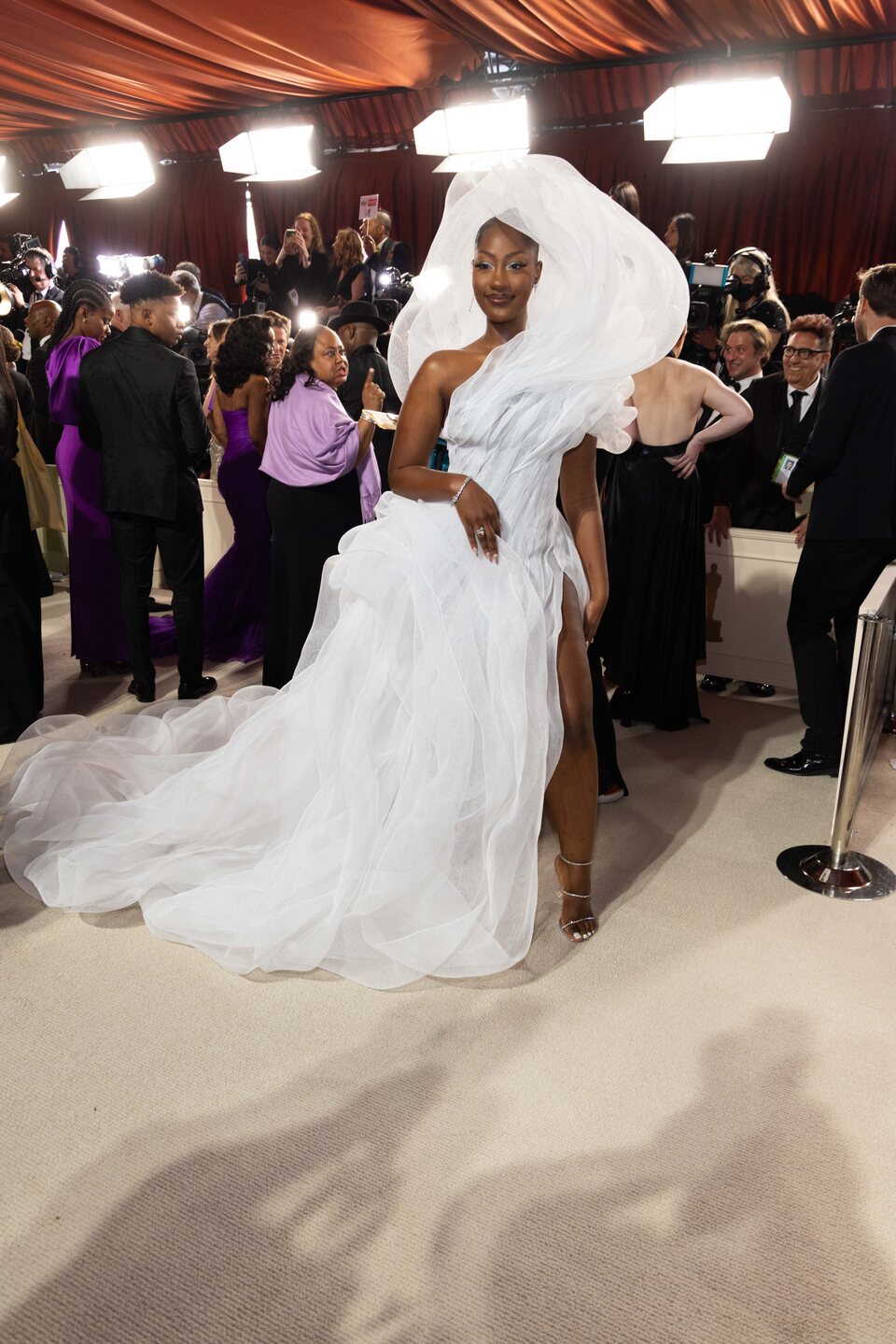 Tems en la alfombra champagne de los Oscar 2023