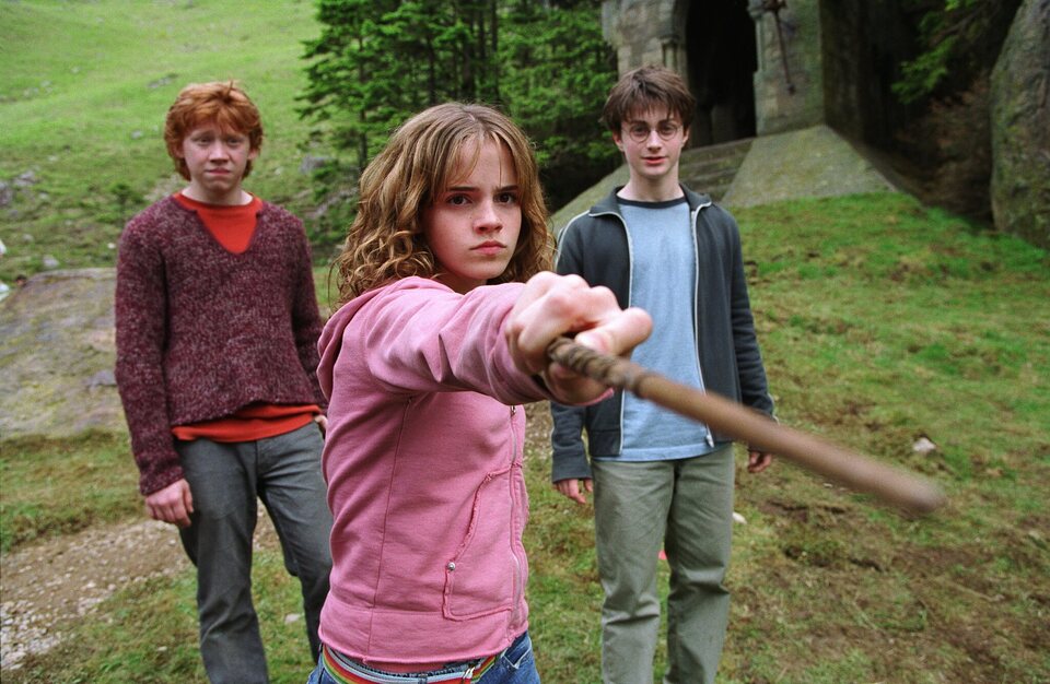 Rupert Grint, Emma Watson y Daniel Radcliffe durante 'Harry Potter y el prisionero de Azkaban'