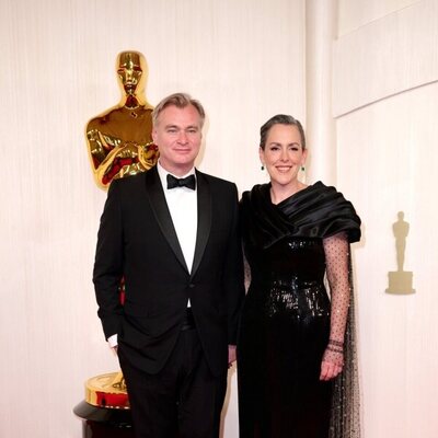 Christopher Nolan y Emma Thomas en la alfombra roja de los Oscar 2024