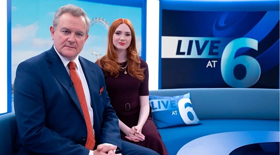 Hugh Bonneville y Karen Gillan en 'Douglas is Cancelled'