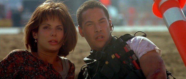 Sandra Bullock y Keanu Reeves en 'Speed'