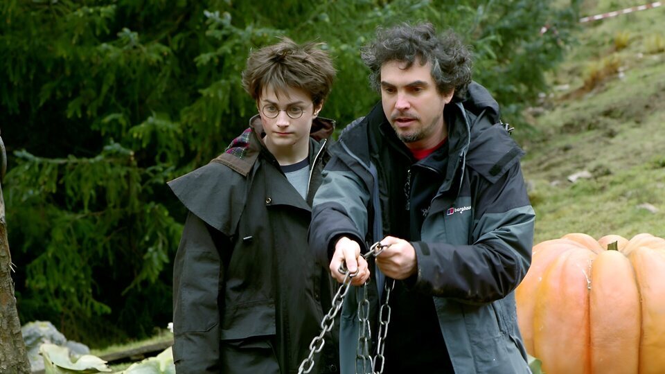 Alfonso Cuarón y Daniel Radcliffe en el set de 'Harry Potter y el prisionero de Azkaban'