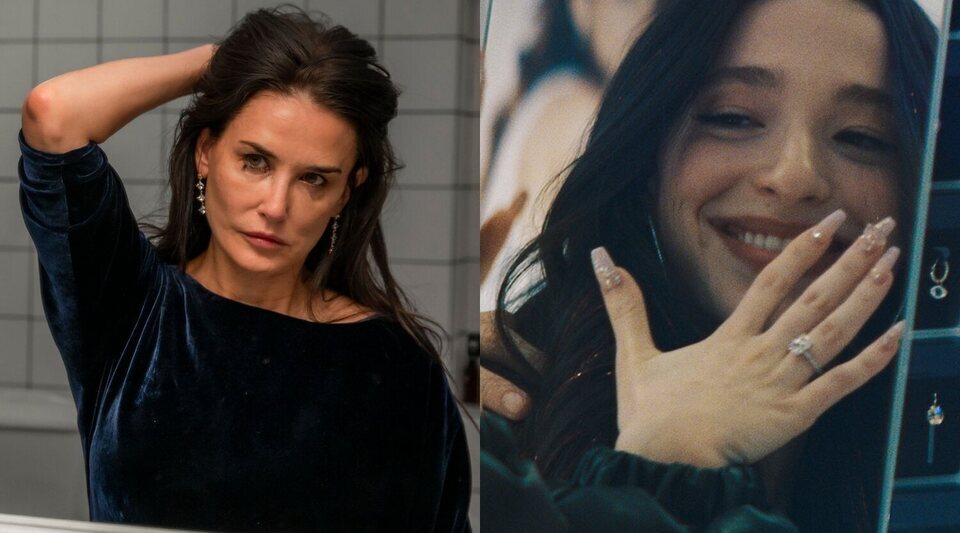 Demi Moore en 'La sustancia' y Mikey Madison en 'Anora'