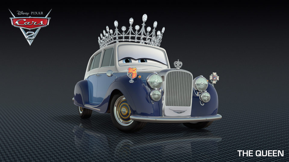 La Reina de Inglaterra motorizada para 'Cars 2'