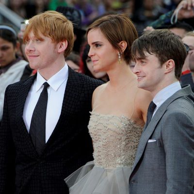 Rupert Grint, Emma Watson y Daniel Radcliffe en la alfombra roja de Harry Potter