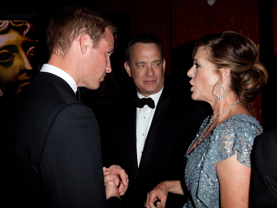 El príncipe Guillermo junto a Tom Hanks y Rita Wilson