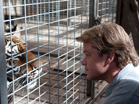 Matt Damon saluda al tigre de 'We bought a zoo'