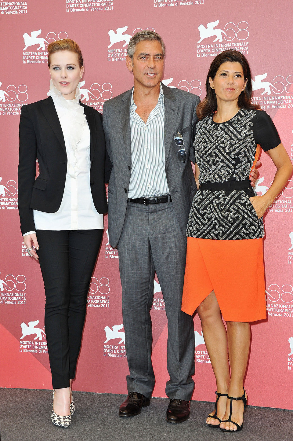 Evan Rachel Wood, George Clooney y Marisa Tomei presentan en el Festival de Venecia 'The Ides of March'