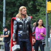 Chris Hemsworth, Thor, durante el rodaje de 'Los Vengadores'