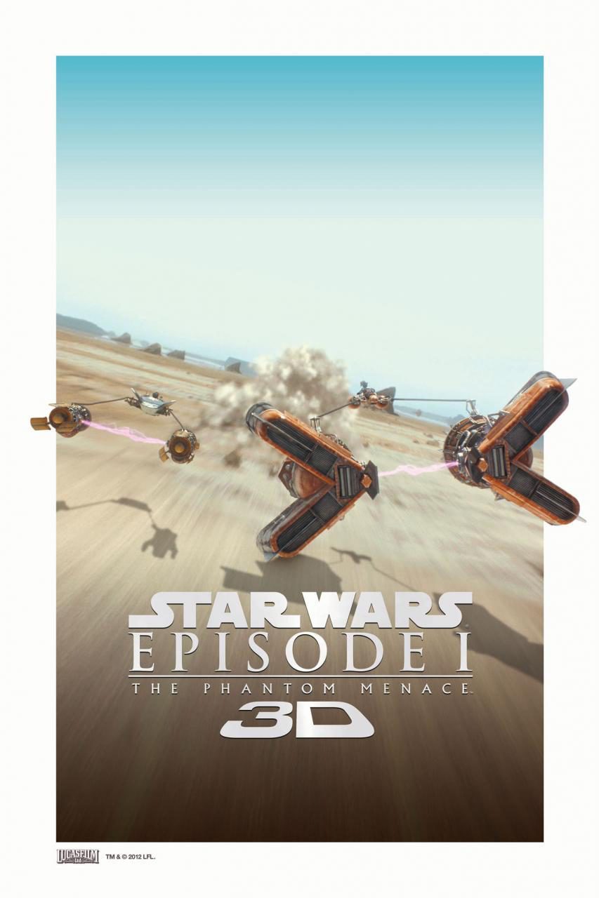 Pod-racers en el póster de 'Star Wars Episodio I: La amenaza fantasma 3D'