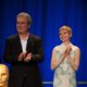 Gore Verbinski y Michelle Williams sonríen en la comida de nominados a los Oscar 2012