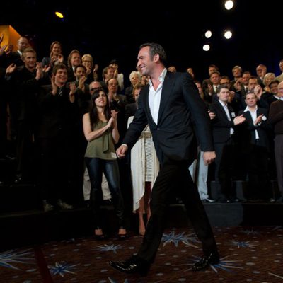 Jean Dujardin en la foto de grupo de los nominados a los Oscar 2012