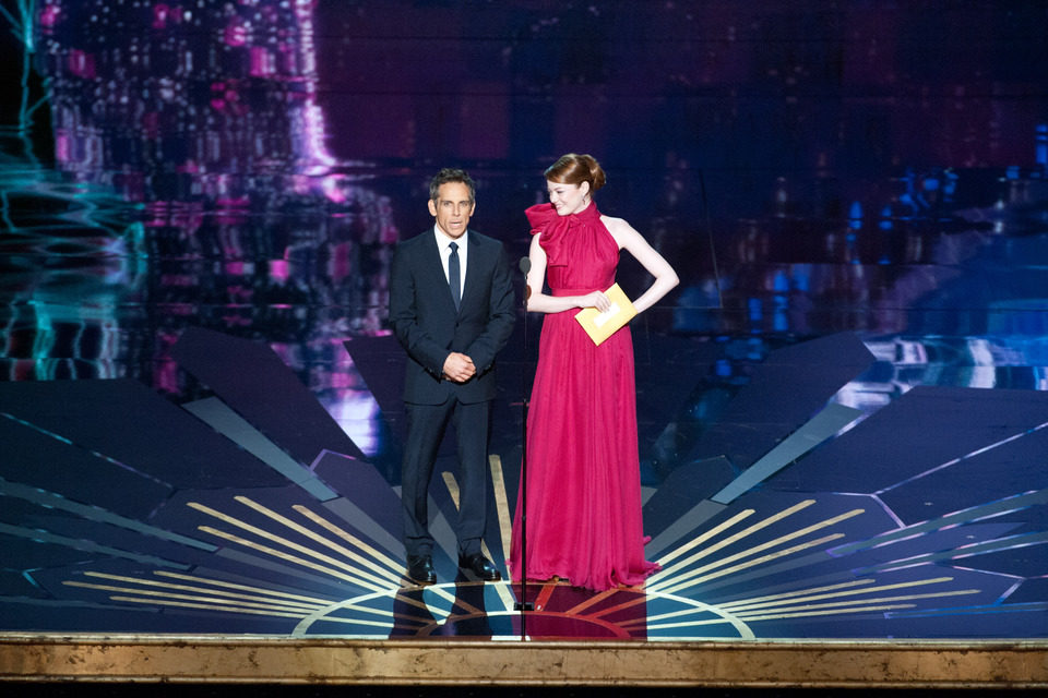 Ben Stiller y Emma Stone en la gala de los Oscar 2012