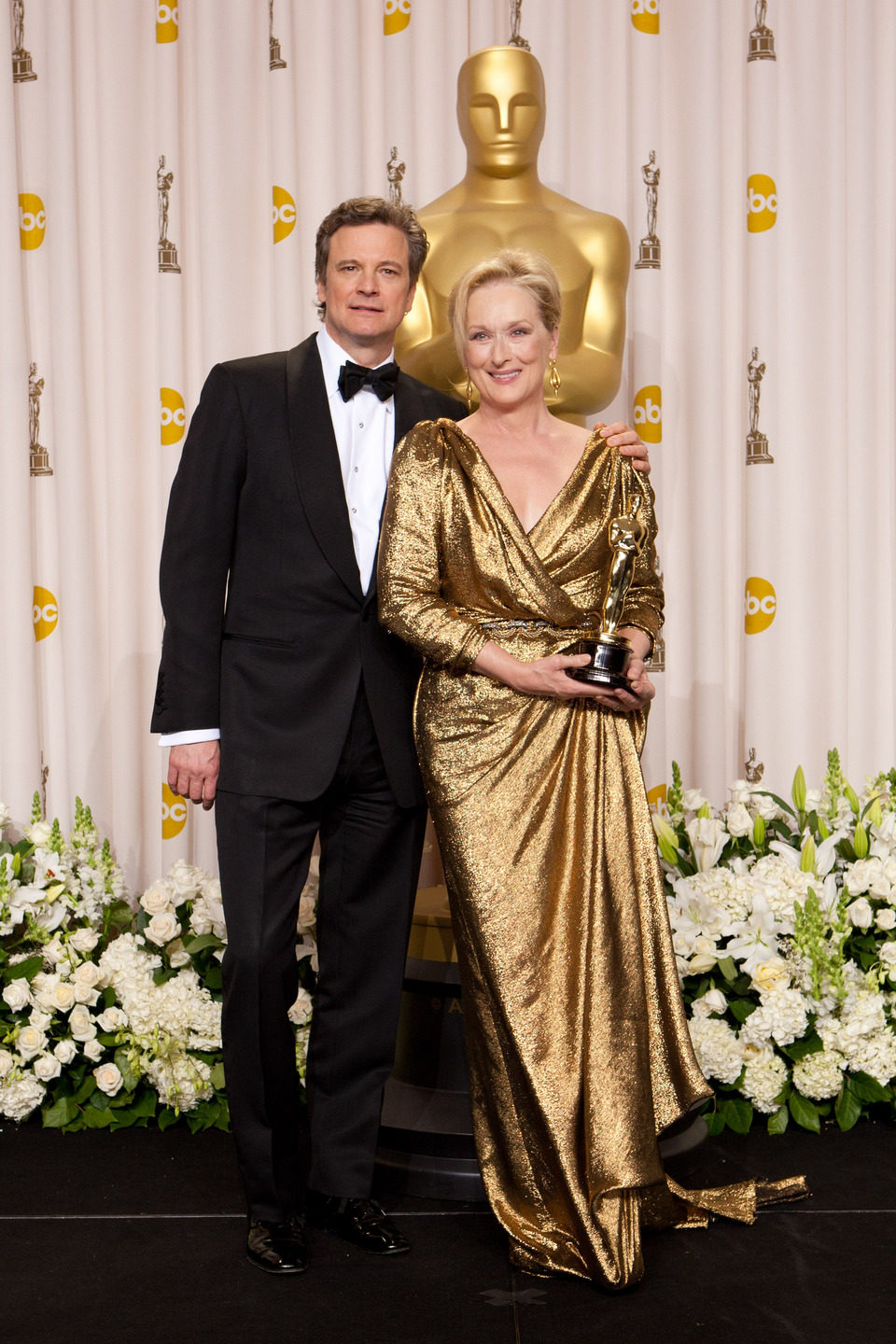 Colin Firth y la ganadora del Oscar 2012 a la mejor actriz, Meryl Streep