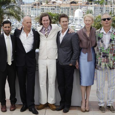 Wes Anderson y los protagonistas de 'Moonrise Kingdom' en el Festival de Cannes 2012