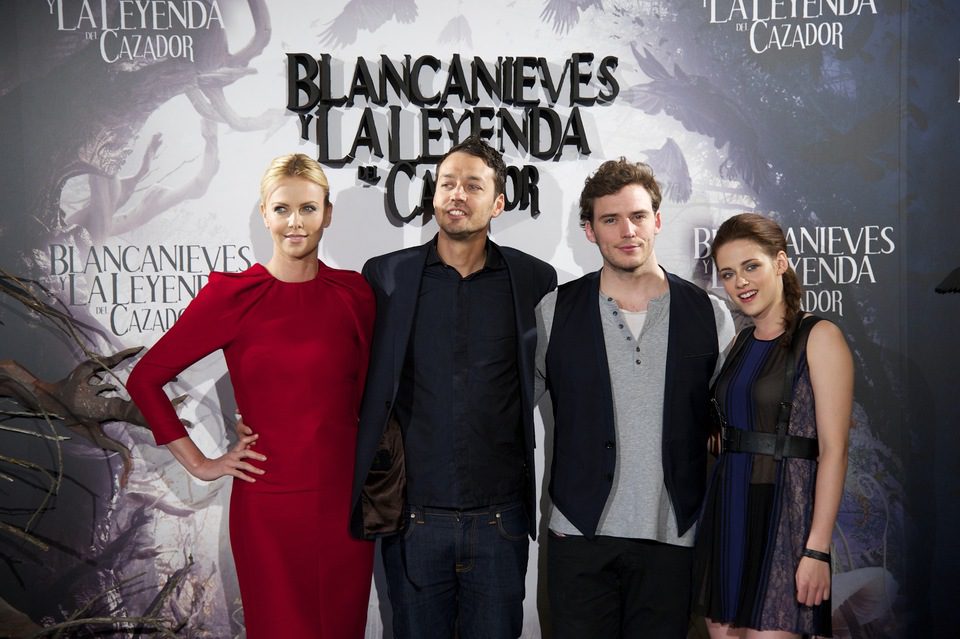 Charlize Theron, Rupert Sanders, Sam Claflin y Kristen Stewart en la presentación de 'Blancanieves y la leyenda del cazador' en Madrid