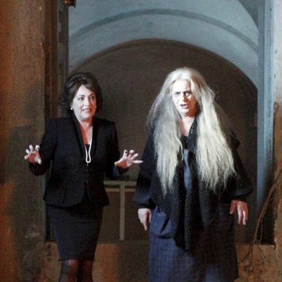 Carmen Maura y Terele Pávez en el rodaje de 'Las brujas de Zugarramurdi'