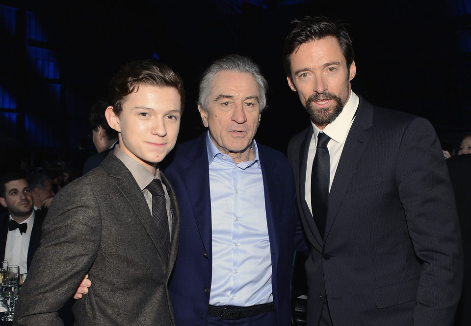 Tom Holland, Robert De Niro y Hugh Jackman en la gala de los Critics' Choice Movie Awards 2013