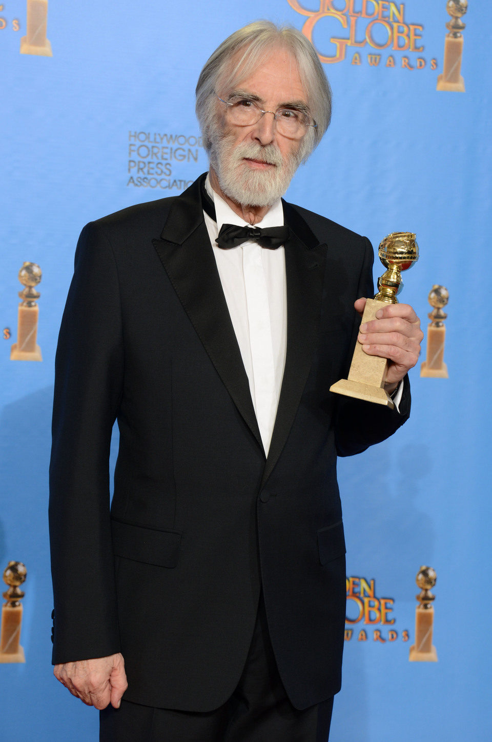 El director de 'Amor' Michael Haneke con el Globo de Oro 2013 a Mejor película extranjera