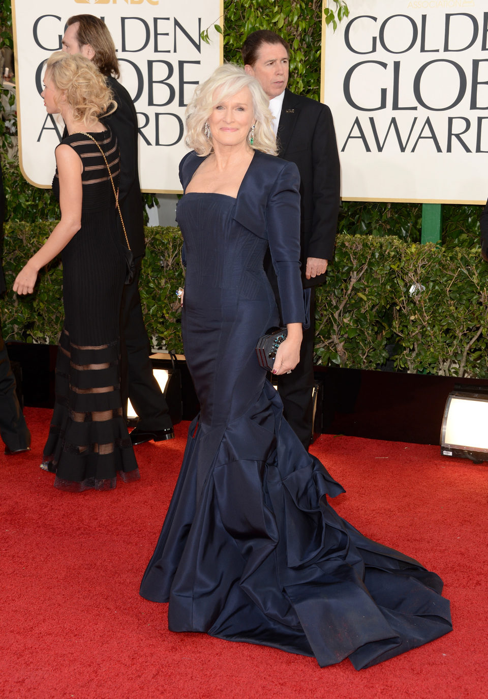 Glenn Close en la alfombra roja de los Globos de Oro 2013