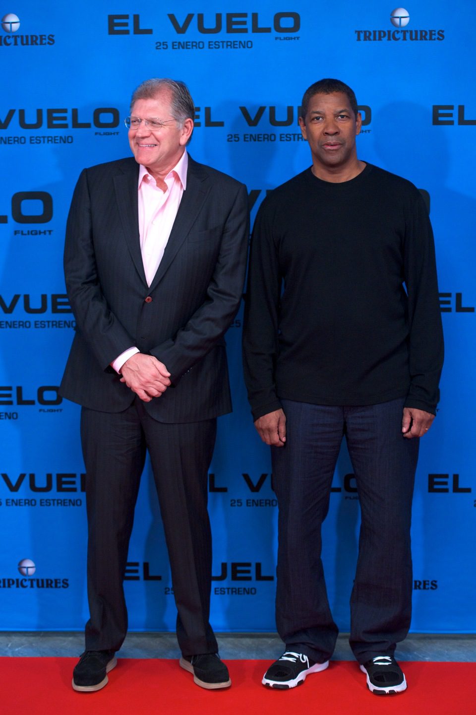 Robert Zemeckis y Denzel Washington en la presentación de 'El vuelo' en Madrid