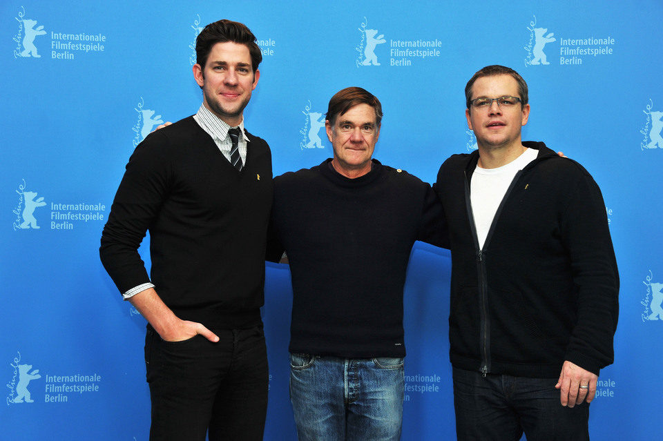 John Krasinski, Gus Van Sant y Matt Damon en la presentación de 'Tierra prometida' en la Berlinale