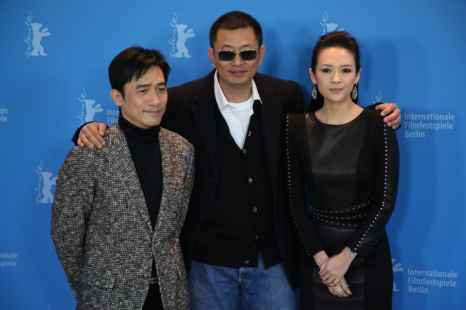 Tony Leung, Wong Kar-Wai y Zhang Ziyi en la presentación de 'The Grandmasters' en la Berlinale