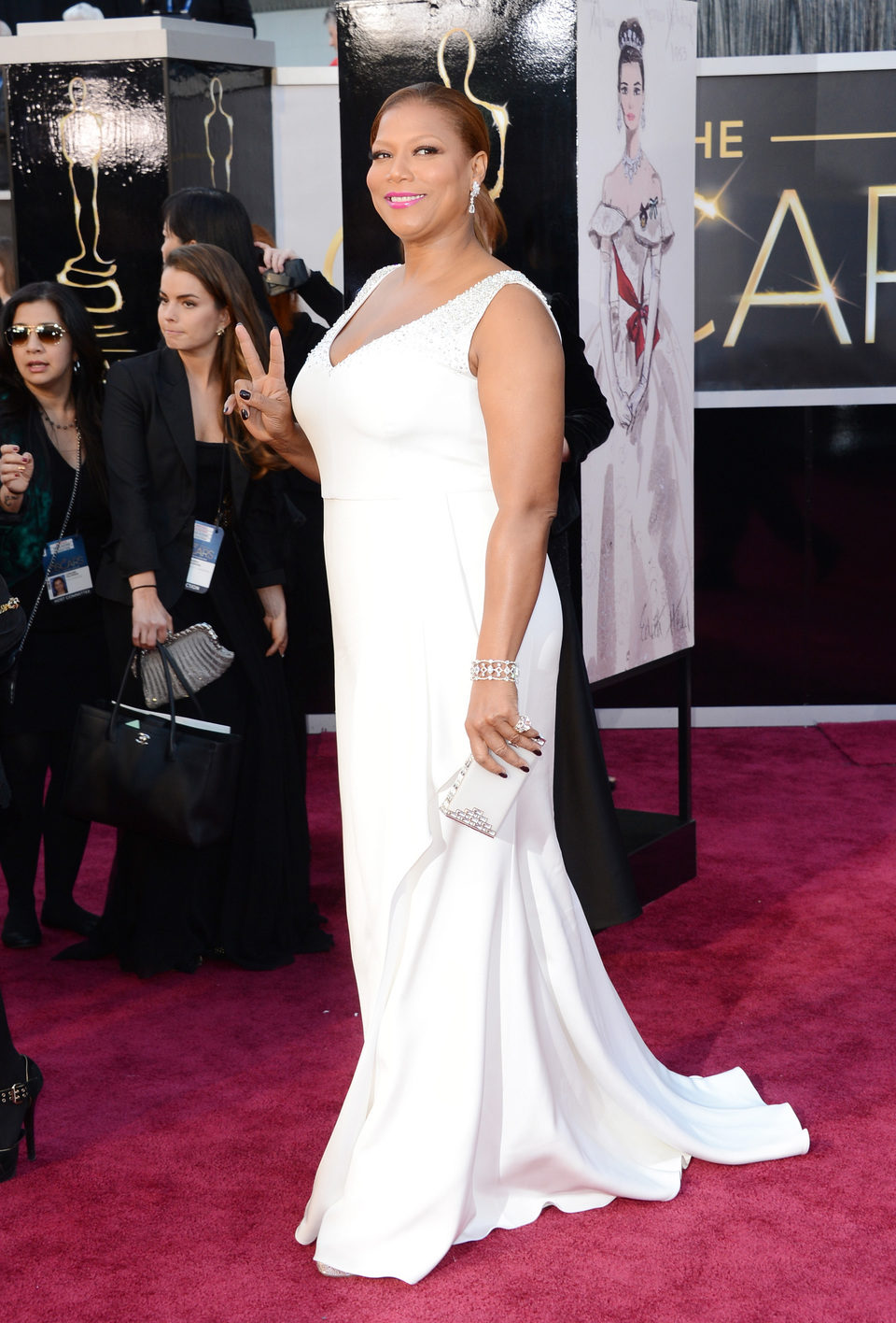 Queen Latifah en la alfombra roja de los Oscar 2013