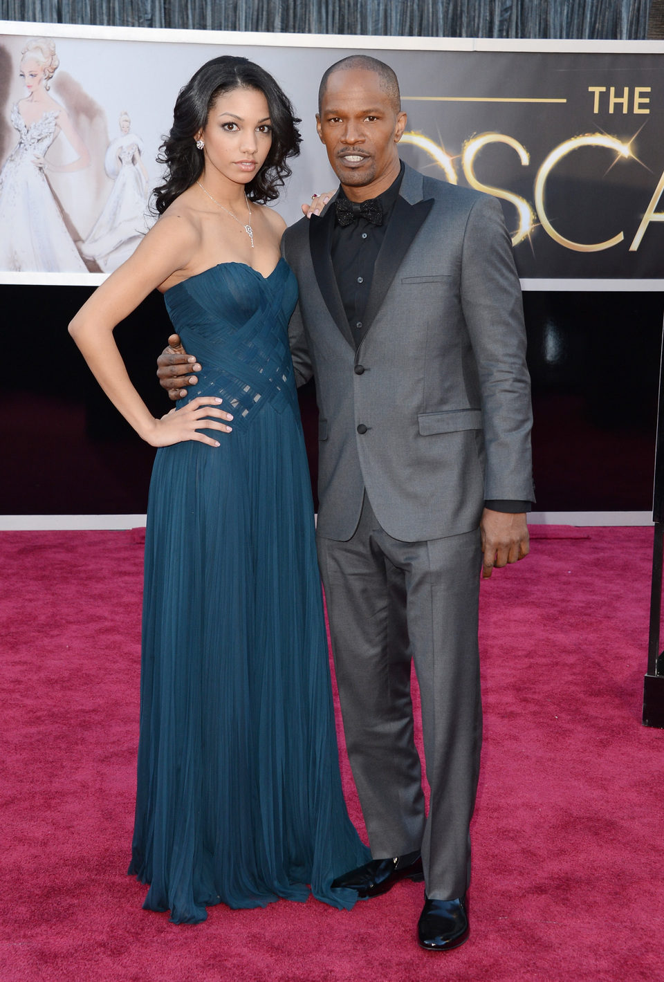 Jamie Foxx y su hija Corinne Bishop en los Oscar 2013