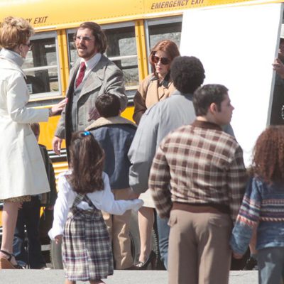 Jennifer Lawrence, Christian Bale y Amy Adams en el rodaje de 'American Bullshit'