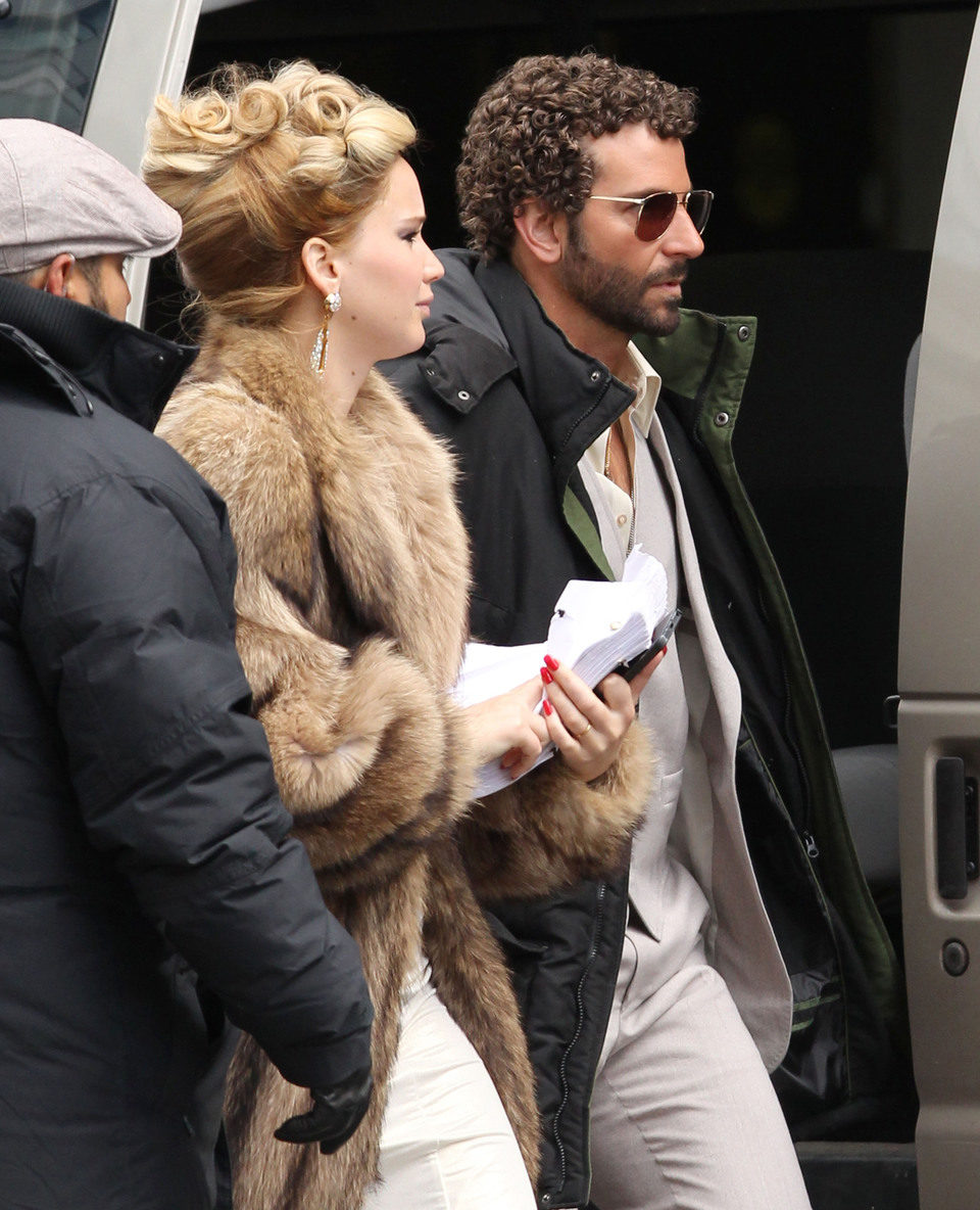 Jennifer Lawrence y Bradley Cooper rodando 'American Bullshit'