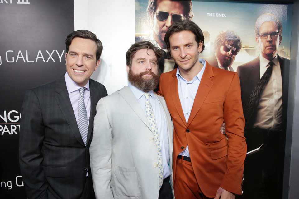 Bradley Cooper, Zach Galifianakis y Ed Helms en la premiere de 'R3sacón' en Los Ángeles