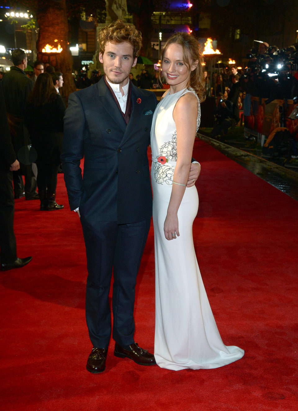 Sam Claflin y Laura Haddock en la premiere mundial de 'Los Juegos del Hambre: En llamas'