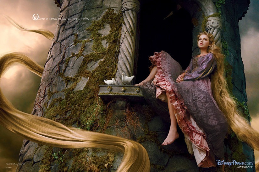 Taylor Swift como Rapunzel de 'Enredados'