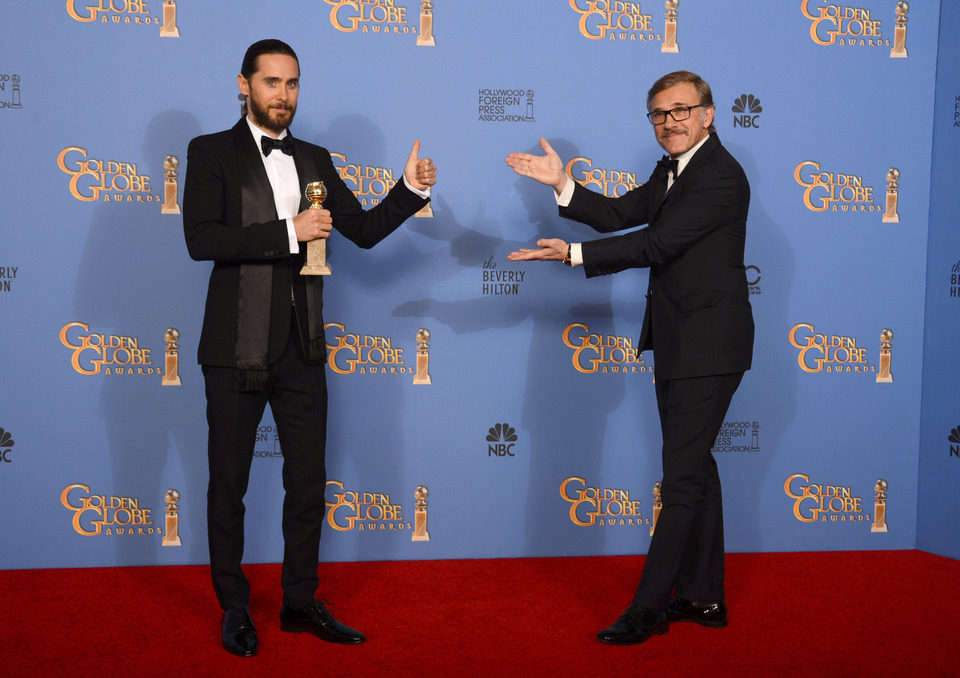 Christoph Waltz con Jared Leto, mejor actor de reparto en los Globos de Oro 2014