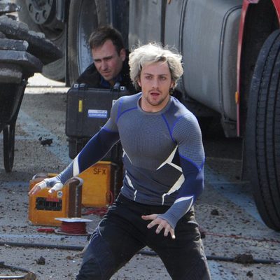 Aaron Taylor-Johnson como Mercurio en el rodaje de 'Los Vengadores: La era de Ultron'