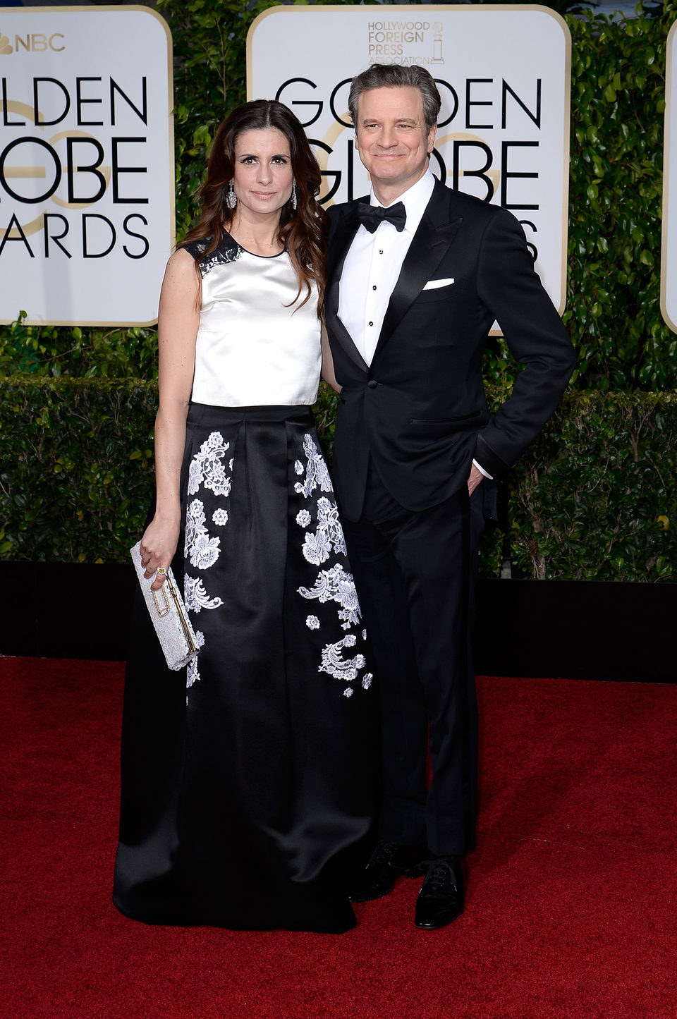 Livia y Colin Firth en la alfombra roja de los Globos de Oro 2015